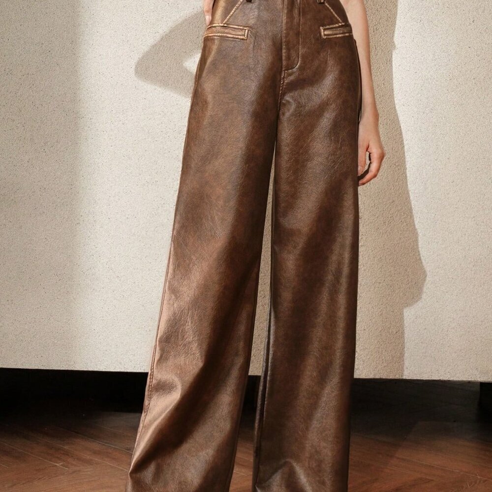 Chocolate Brown Boho Women's Distressed Wash Pocket Pants - Picture 3 of 6